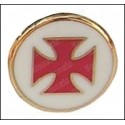 Pin's masónico – Cruz templaria esmaltada roja con fondo blanco