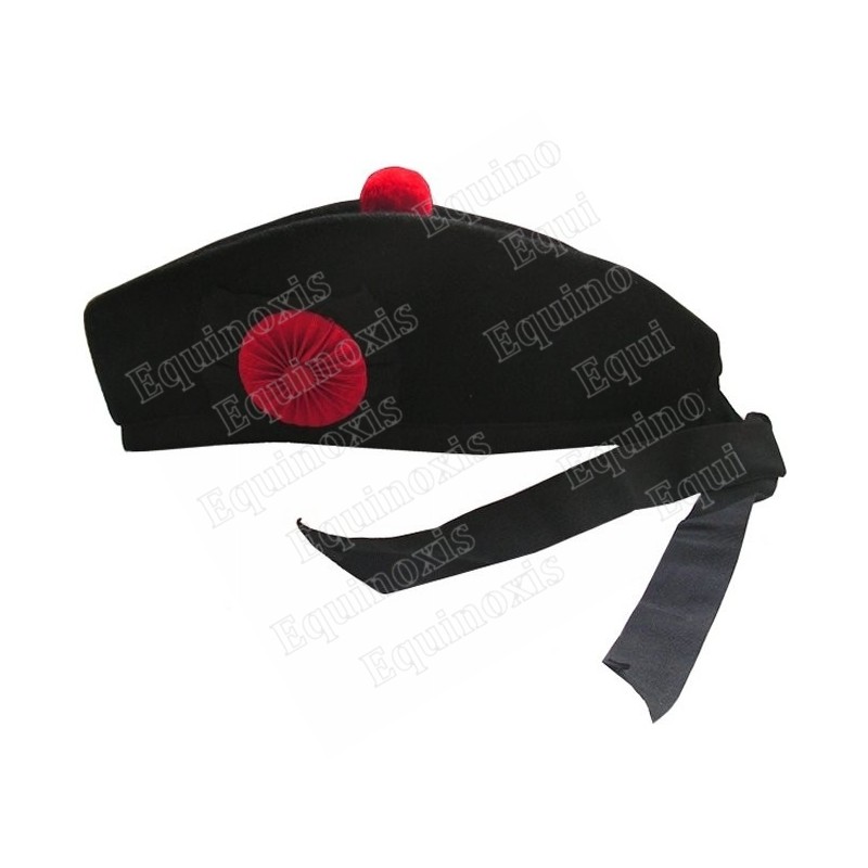 Couvre-chef maçonnique – Glengarry noir avec cocarde rouge – Talla 57