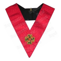 Collar masónico muaré – 18° grado – Caballero Rosa-Cruz – Bordado a mano
