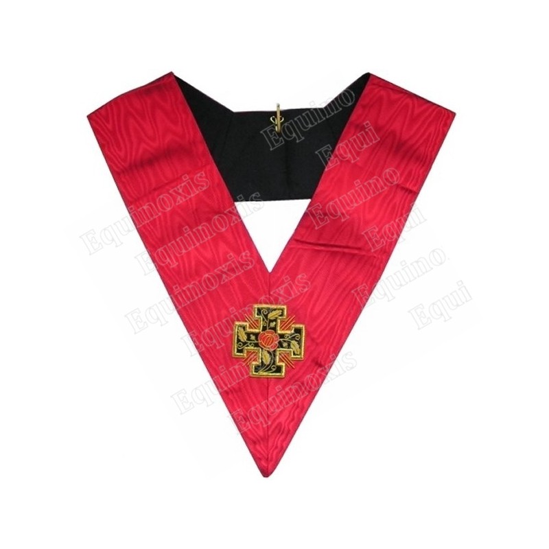 Collar masónico muaré – 18° grado – Soberano Príncipe Rosacruz – Bordado a mano