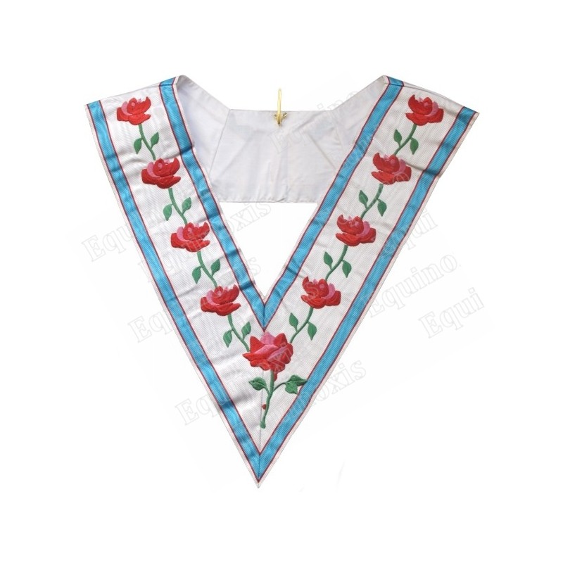 Collar masónico muaré – GLFF – Dignitaire du Conseil Fédéral – 9 roses avec feuilles