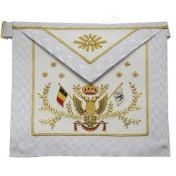 Mandil masónico de cuero – REAA – 33° grado – Bandera belga