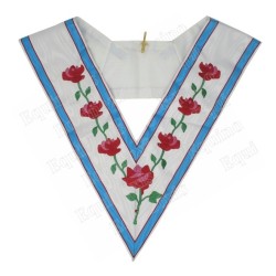 Collar masónico muaré – GLFF – Conseillère du Conseil Fédéral – 7 roses avec feuilles